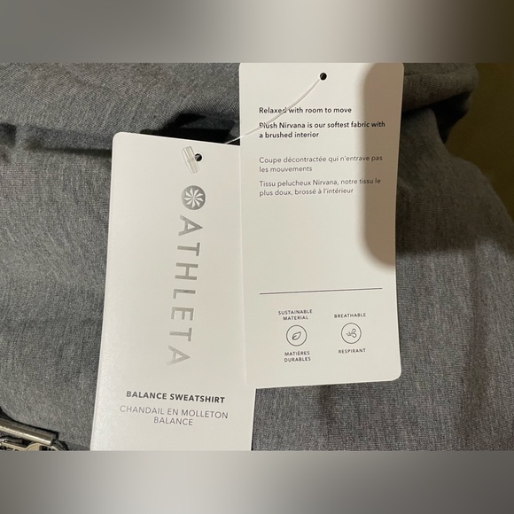 NWT Athleta Balance Hoodie Sweatshirt Full Zipper Grey Size Large - Picture 6 of 9